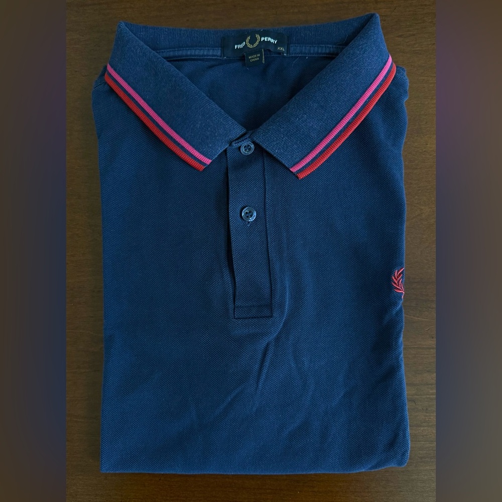 M3600 Fred Perry Blue and Pink Polo Shirt Sporty Design
